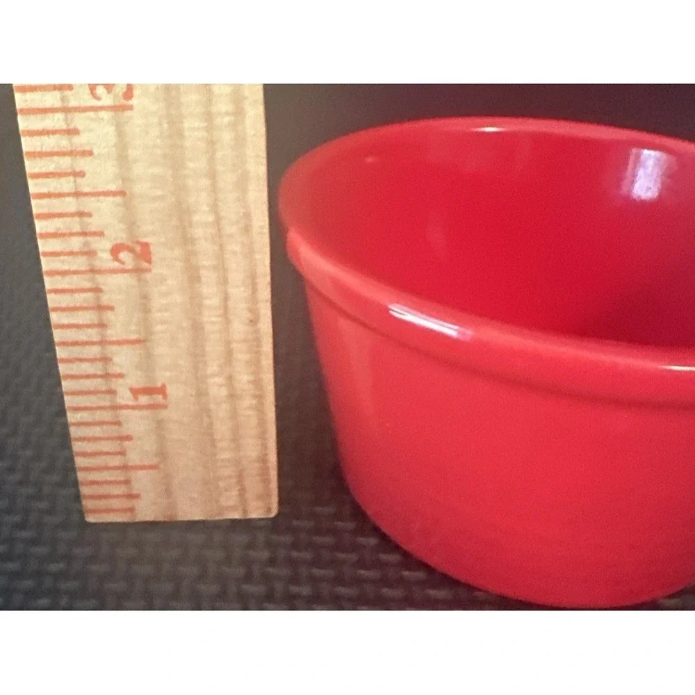 Chantal Red/White/Blue Ceramic Ramekins Custard Cups Set of 3, 1 Cup Size Each